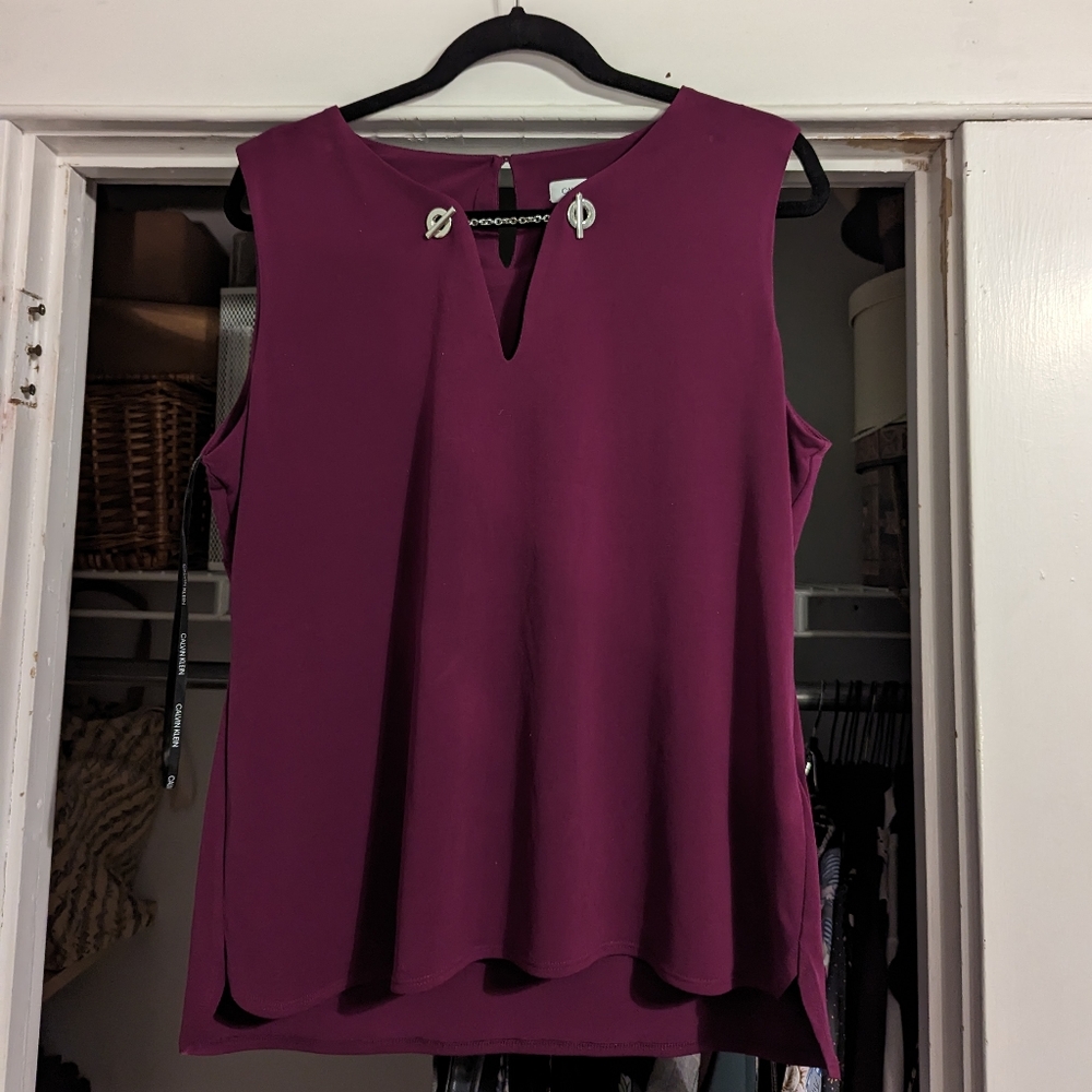 Calvin Klein Sleeveless Chain Blouse